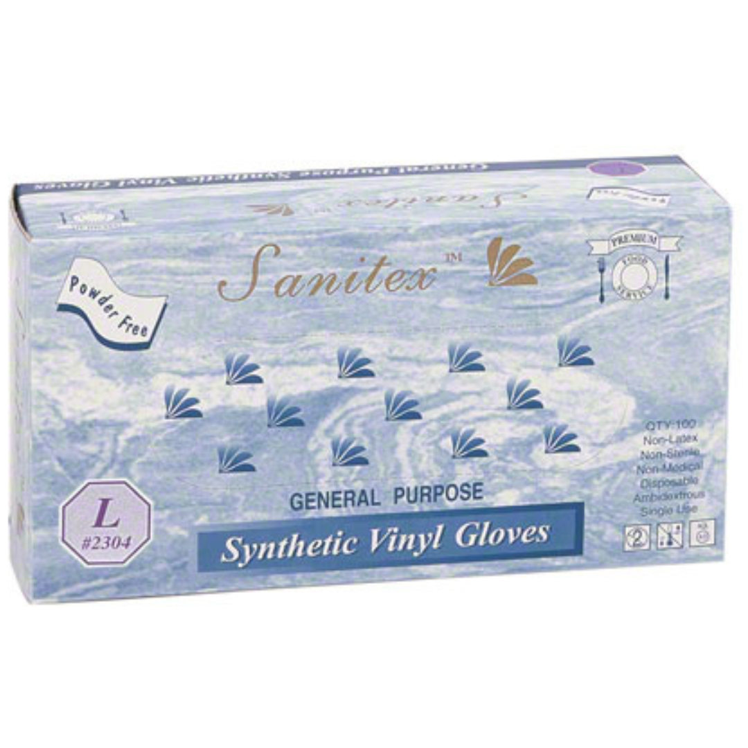 Sanitex Vinyl Disposable Gloves - 100Pcs - Large Disposable Gloves Sanitex