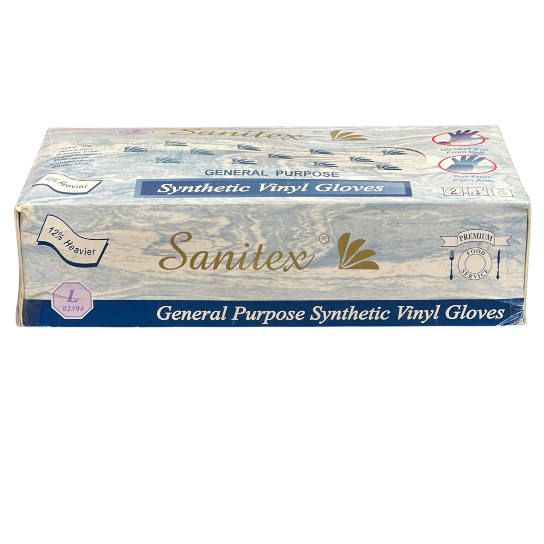 Sanitex Vinyl Disposable Gloves - 100Pcs - Large Disposable Gloves Sanitex