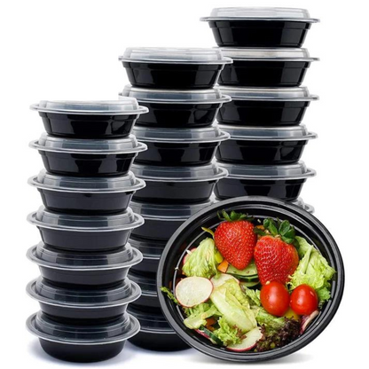 *BULK*  16oz Black Meal Prep/ Bento Box Disposable Container with Clear Lid Food Storage & Serving VeZee   