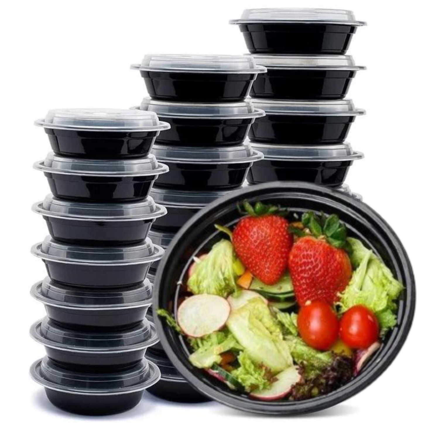 *WHOLESALE*  48oz Black Meal Prep/ Bento Box Container with Clear Lid | 150ct/Case Food Storage & Serving VeZee   