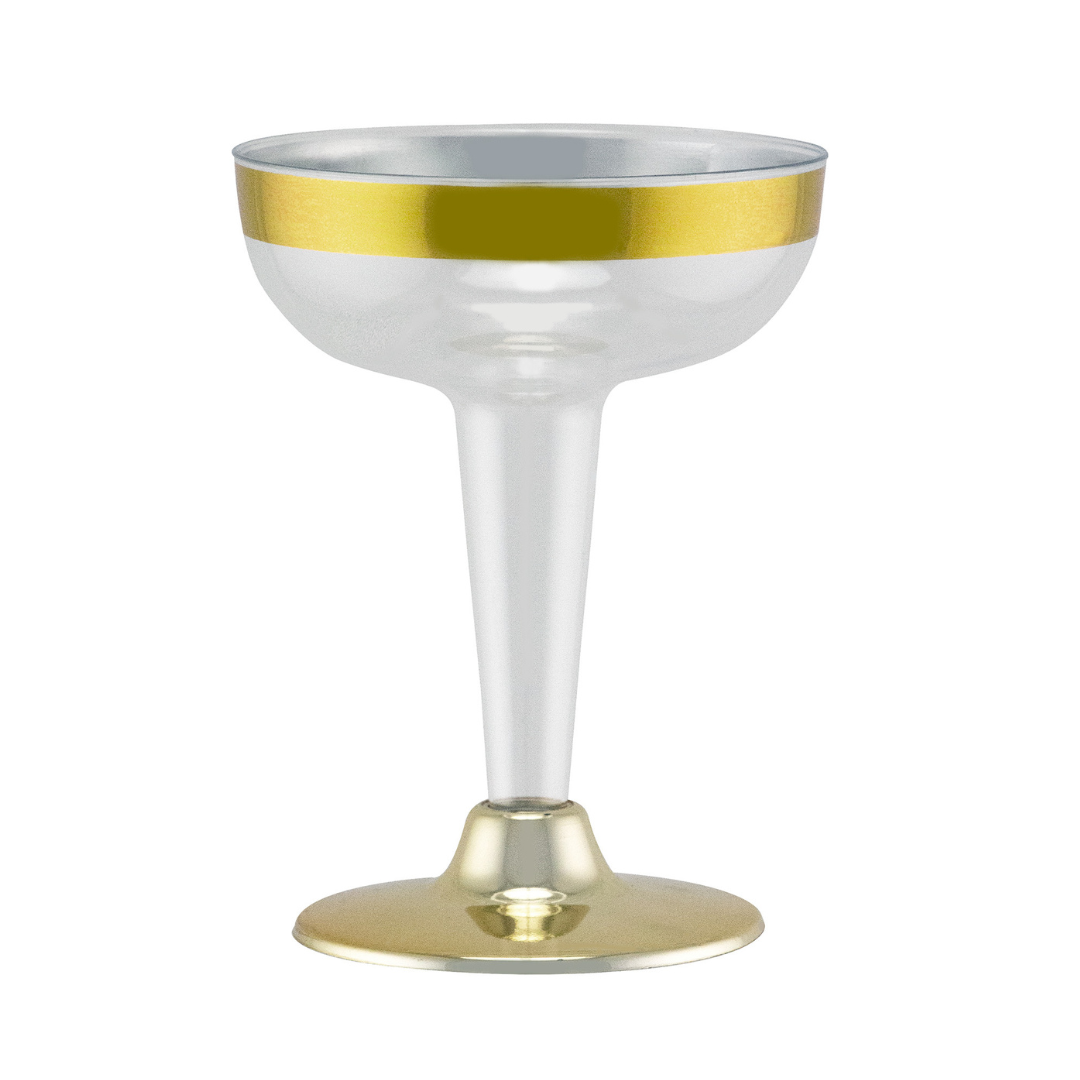 4oz Plastic Champagne Cocktail Glasses With Gold Rim & Bottom Champagne Cocktail Lillian Tablesettings