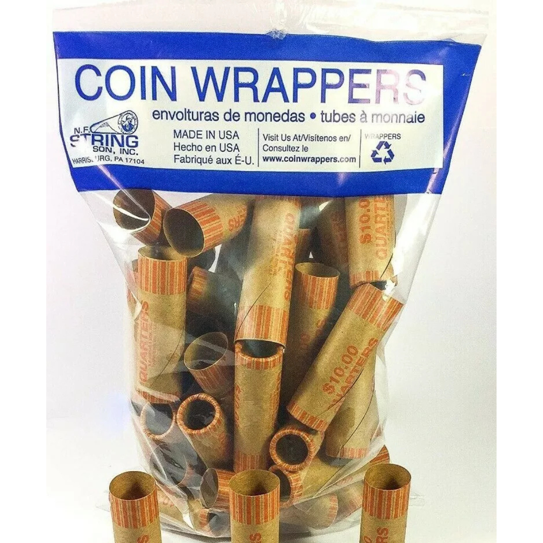 99¢ Coin Wrappers - 36 Count Pack in Each Pack Paper Coin Wrappers & Bill Straps VeZee Quarters