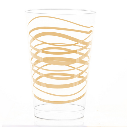 12oz Plastic Disposable Ripple Transparent Gold Cups Tumblers Lillian Tablesettings