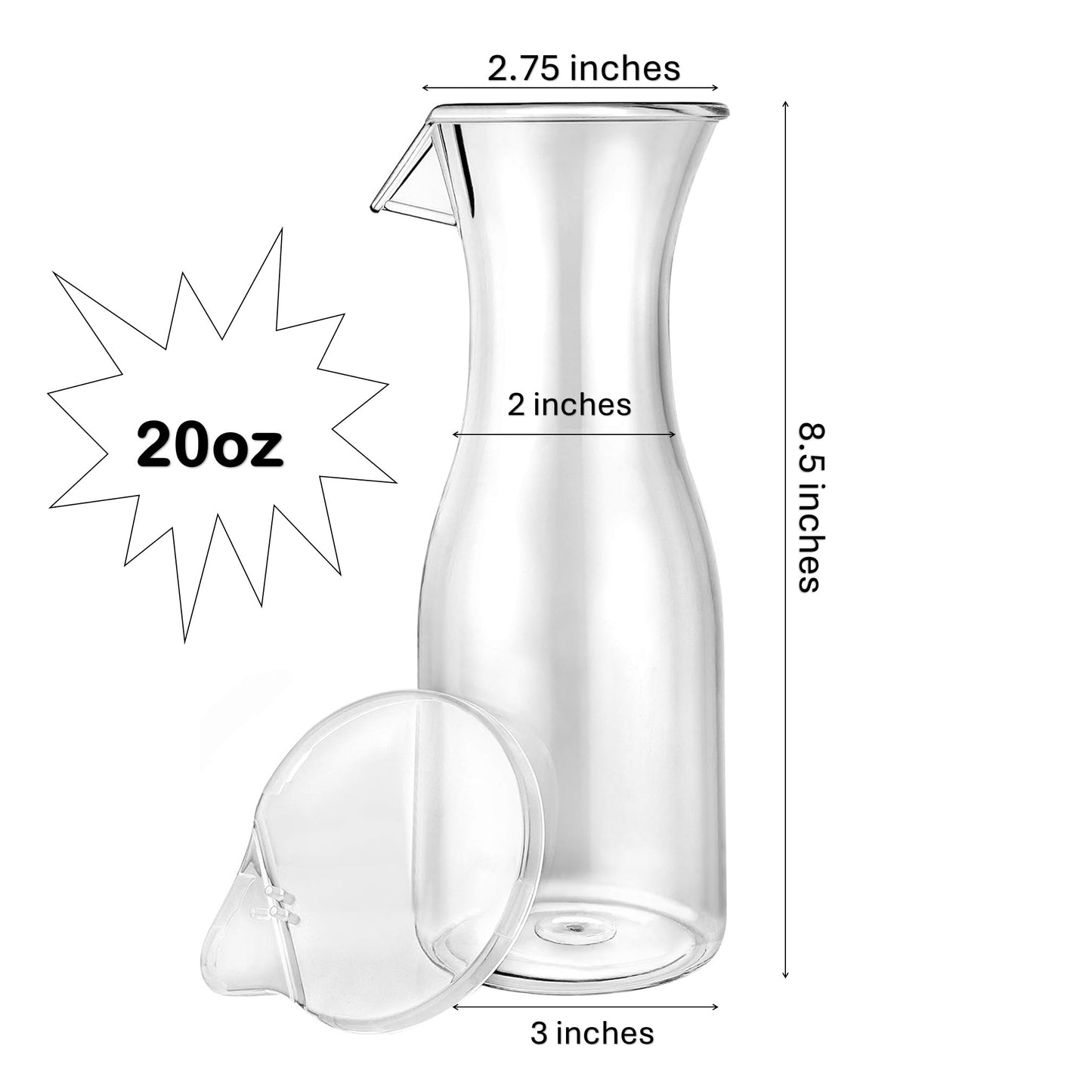 Lillian Carafe Juice Jar Beverage Decanter Acrylic 20 oz Serverware Lillian   