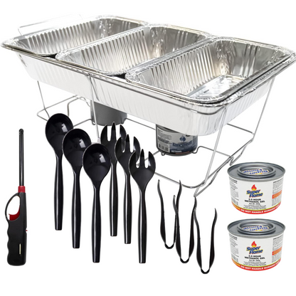 Disposable Aluminum 5LB Loaf Pans Chafing Dish Buffet Party Set with Handy Lighter 2 Pc Disposable VeZee