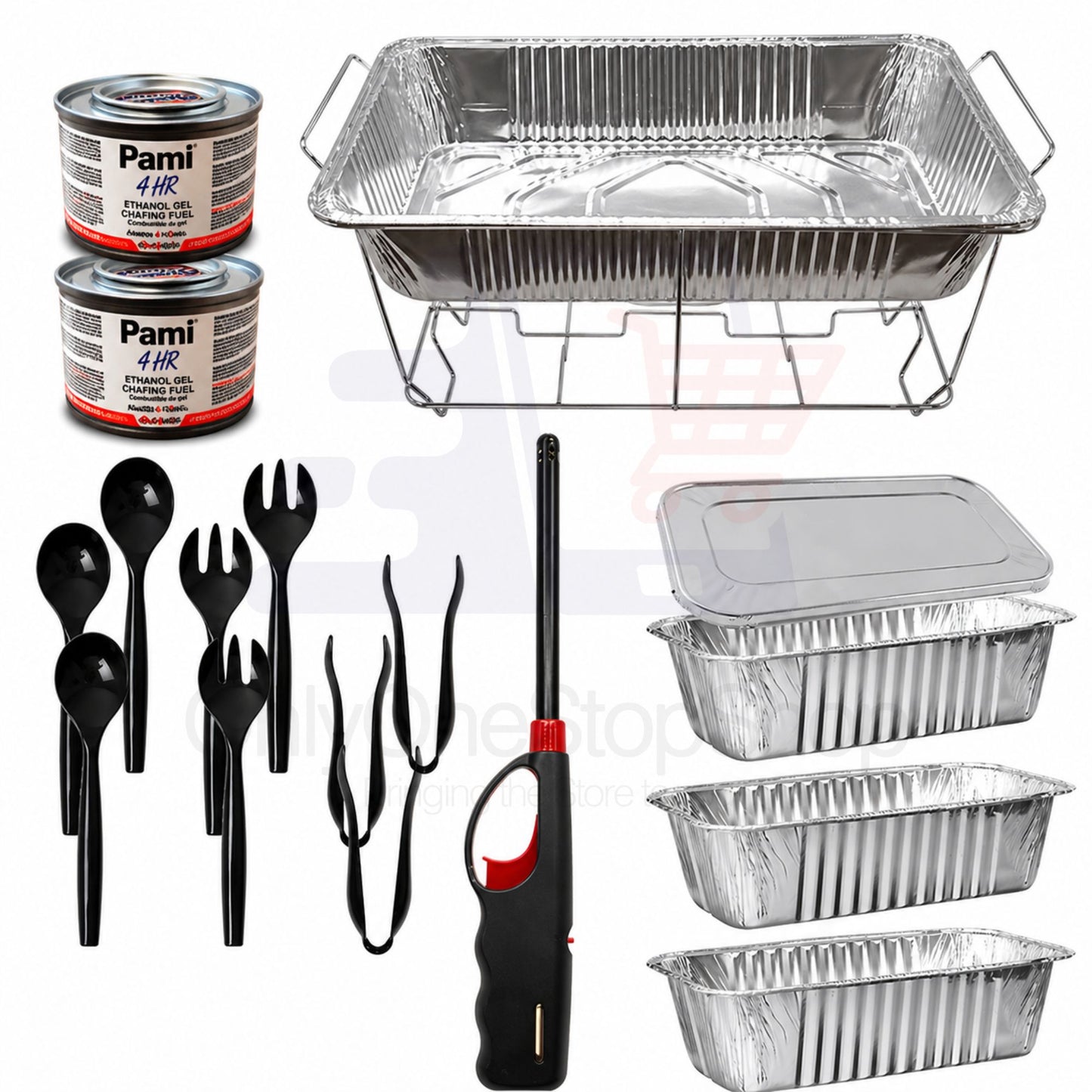 20 Piece Chafing Dish Buffet Set with 5LB Loaf Pans, Fuel & Utensils Disposable Catering Kit Disposable VeZee