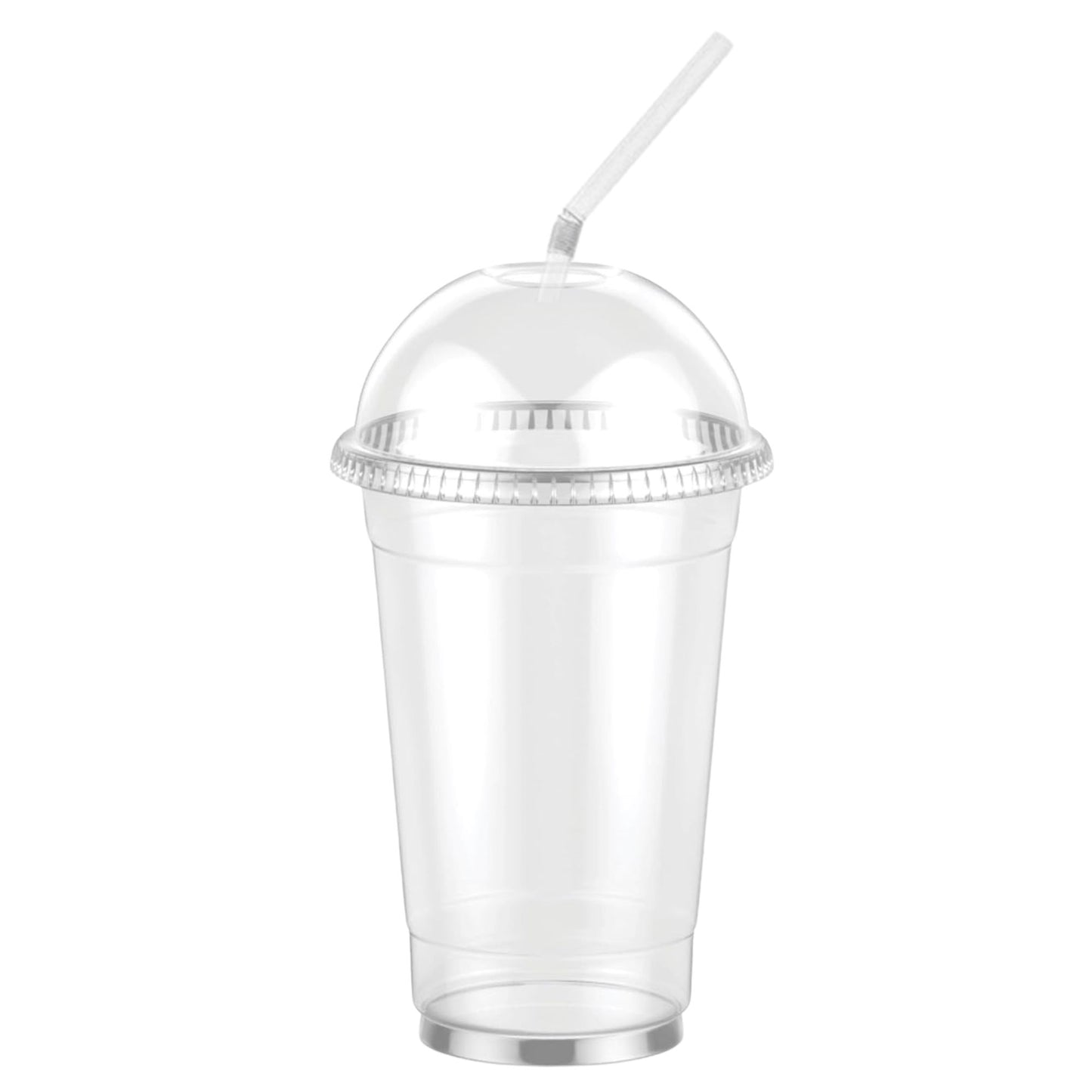 20oz Clear PET Plastic Cups with Dome Lid & Straw Smoothie Cups VeZee