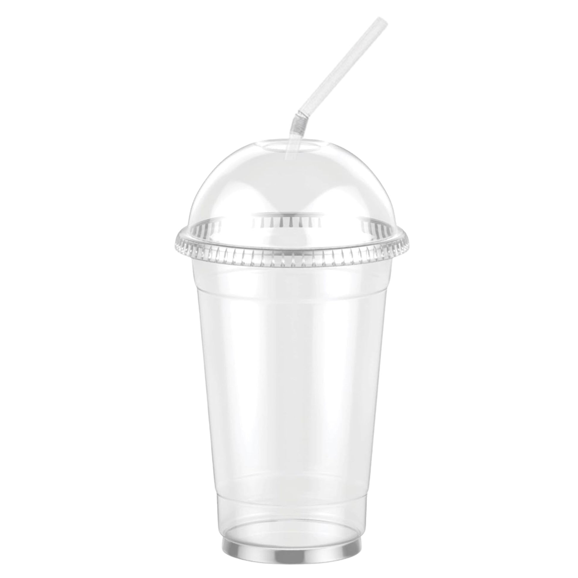 20oz Clear PET Plastic Cups with Dome Lid & Straw Smoothie Cups VeZee