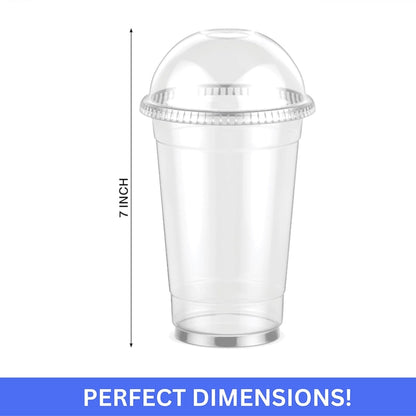 20oz Clear PET Plastic Cups with Dome Lid & Straw Smoothie Cups VeZee