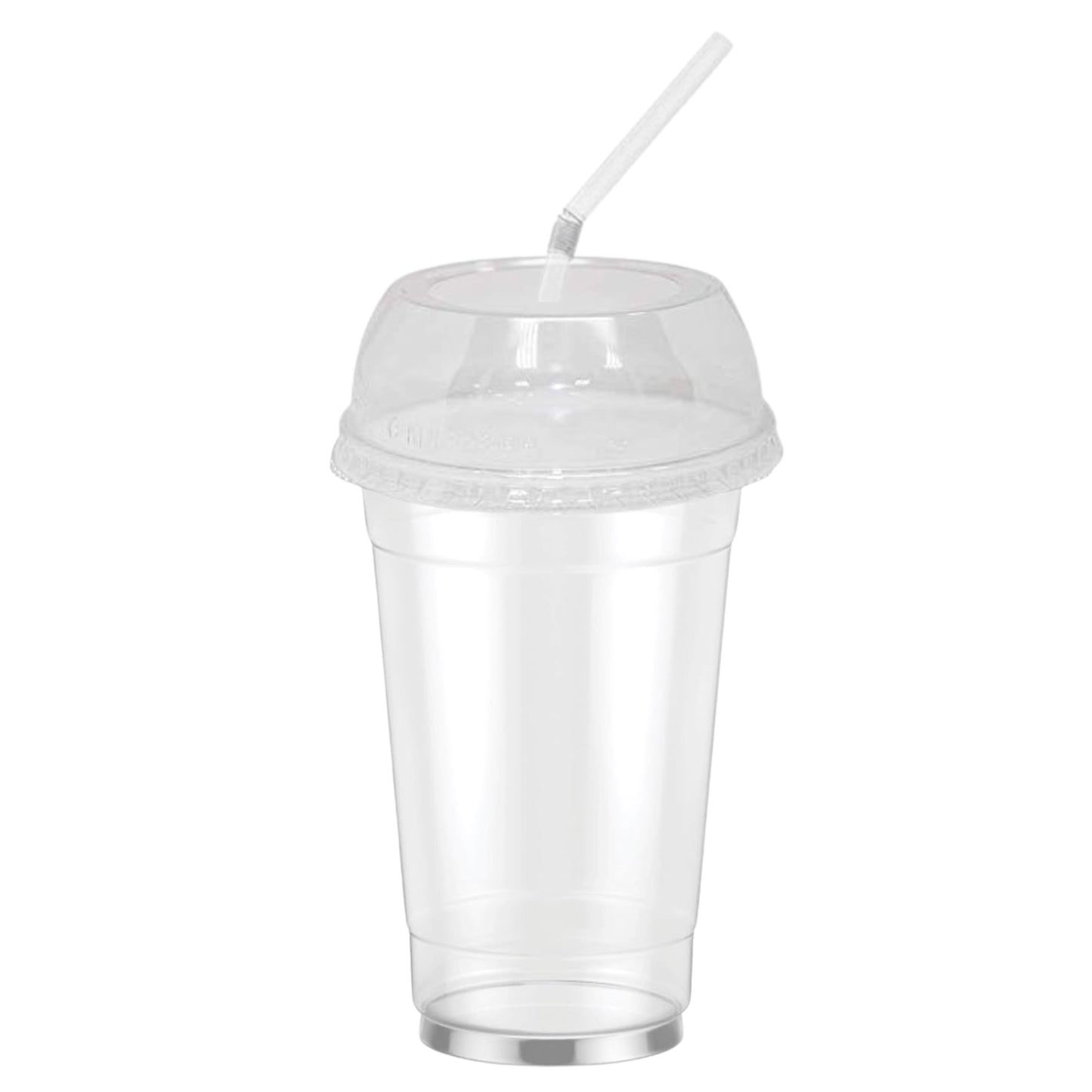 20oz Clear PET Plastic Cups with 2" Wide Dome Lid & Straw Smoothie Cups VeZee