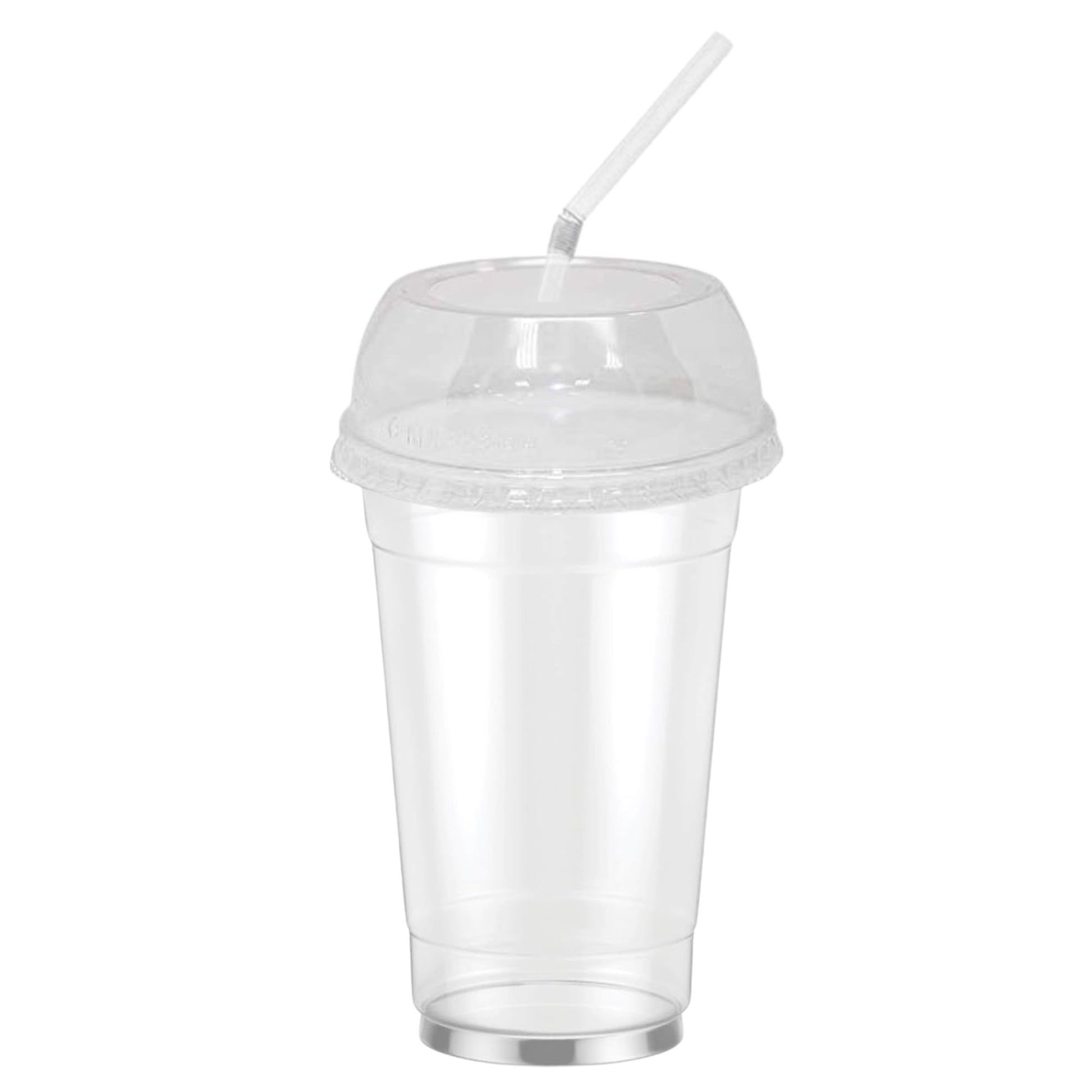 20oz Clear PET Plastic Cups with 2" Wide Dome Lid & Straw Smoothie Cups VeZee