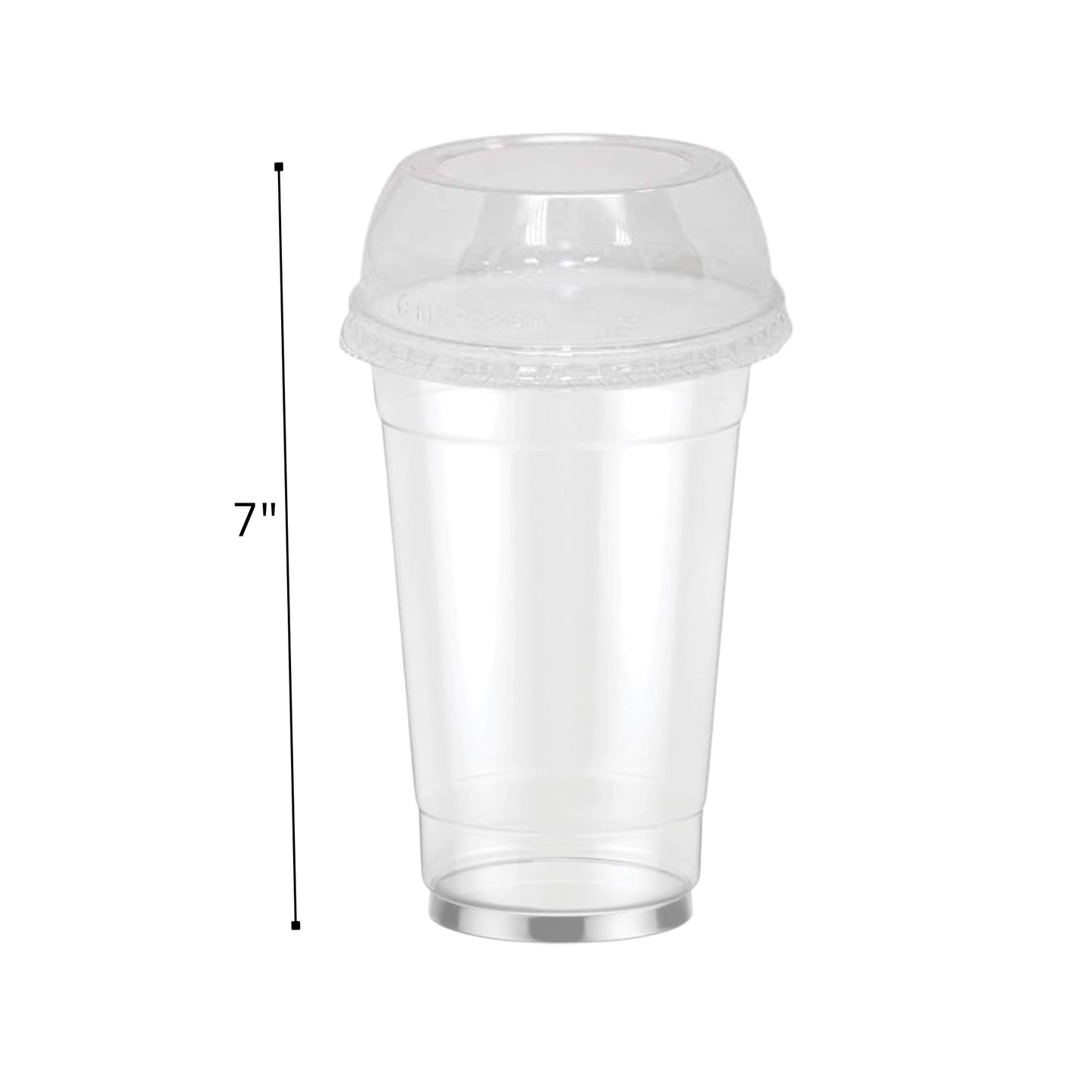 20oz Clear PET Plastic Cups with 2" Wide Dome Lid & Straw Smoothie Cups VeZee