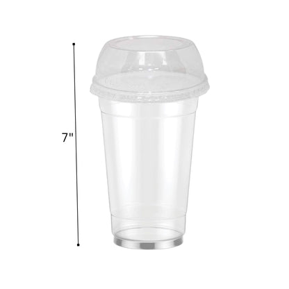 20oz Clear PET Plastic Cups with 2" Wide Dome Lid & Straw Smoothie Cups VeZee