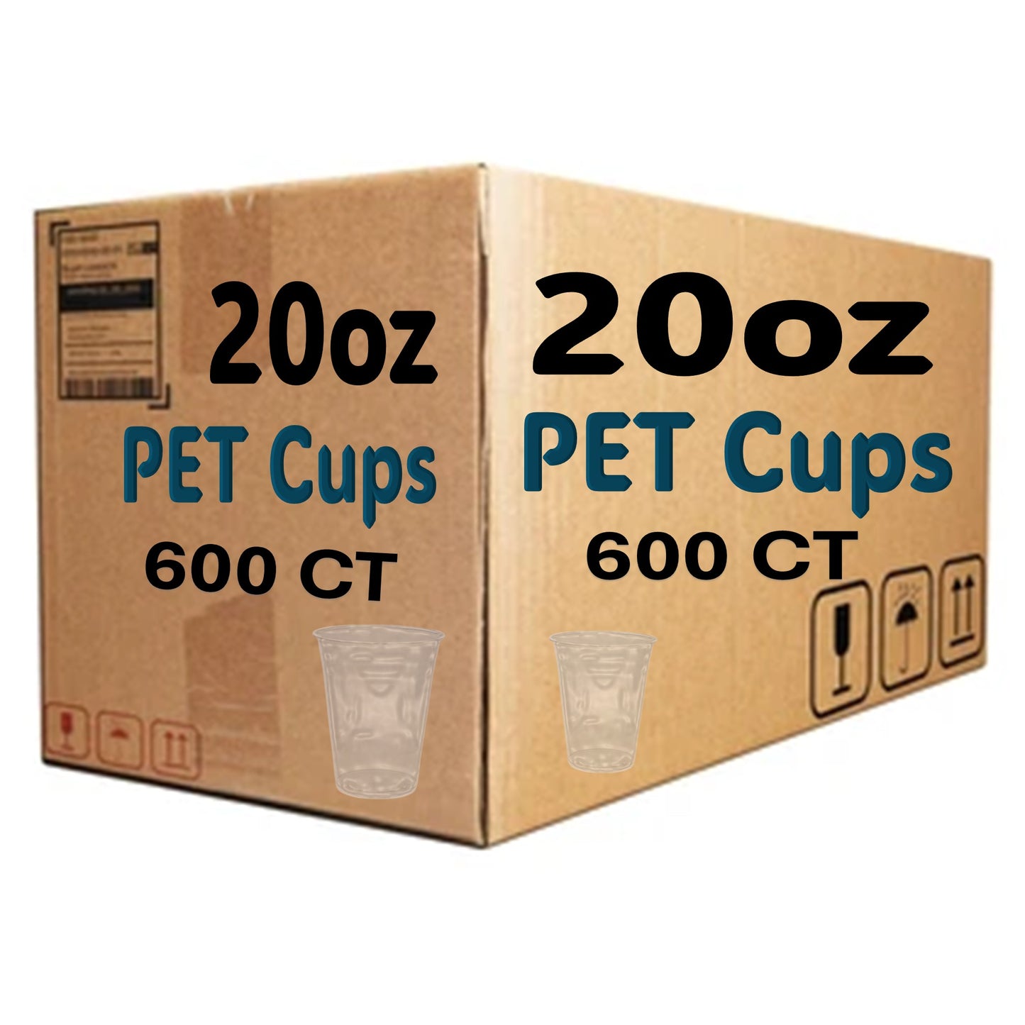 *WHOLESALE* 20oz Plastic Clear PET Cups Disposable 600 ct/Case Smoothie Cups VeZee
