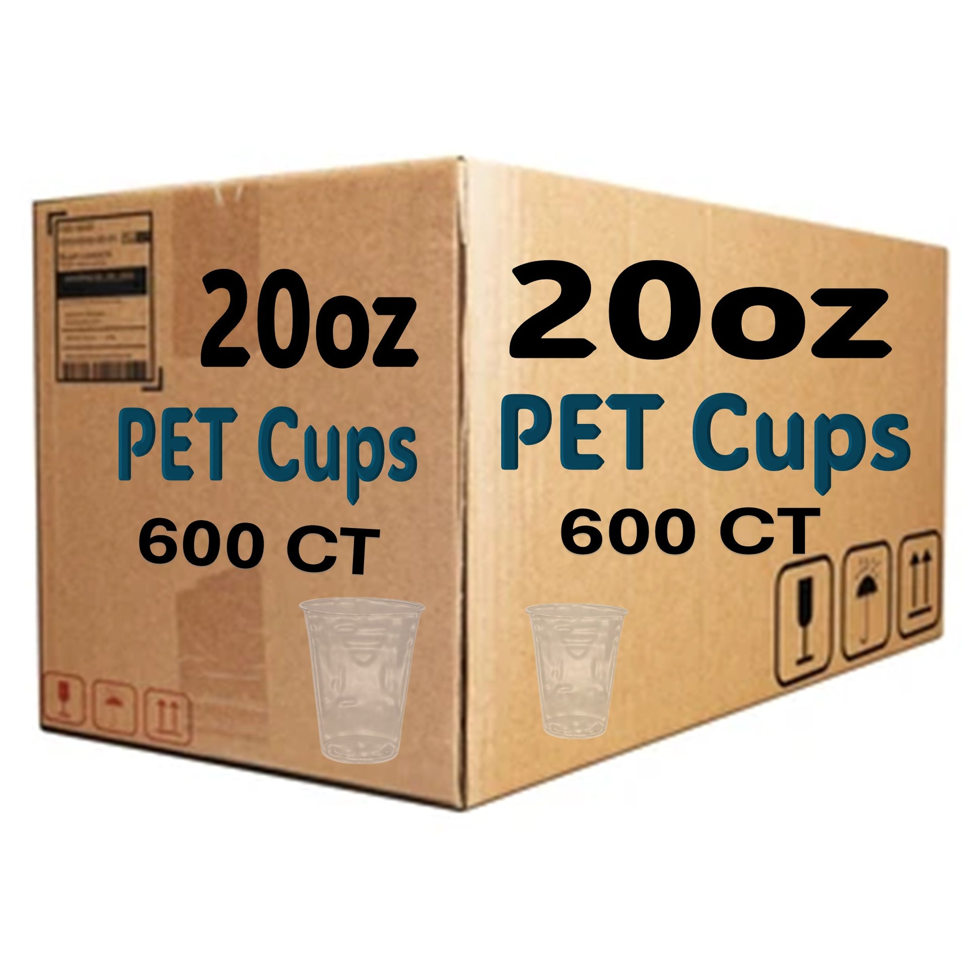 *WHOLESALE* 20oz Plastic Clear PET Cups Disposable 600 ct/Case Smoothie Cups VeZee