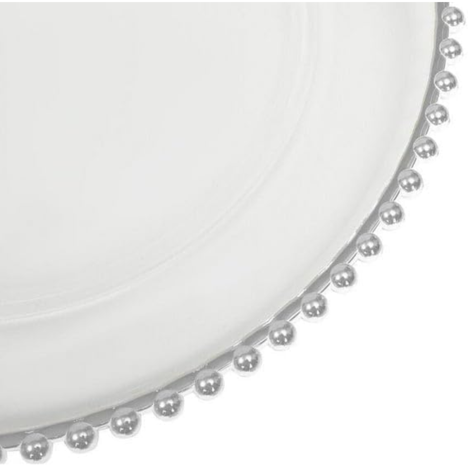 White & Silver Beaded EXTRA HEAVY Weight 10.25" Plastic Diner Plates  Decorline   