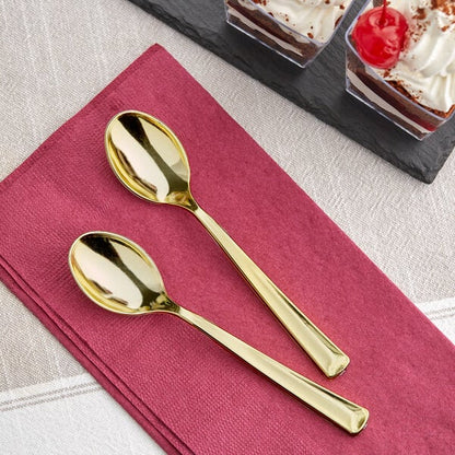 Gold Mini Plastic Spoons 4.5" Serverware Decorline   