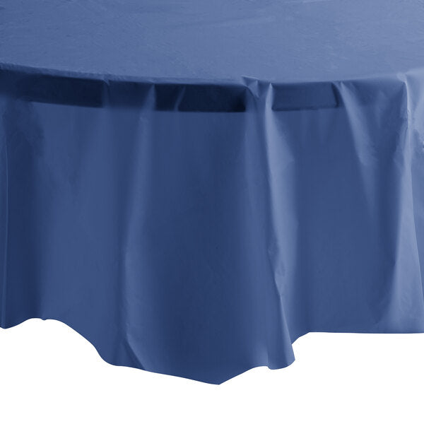 TableCloth Plastic Disposable Round Blue 84'' Tablesettings Party Dimensions   
