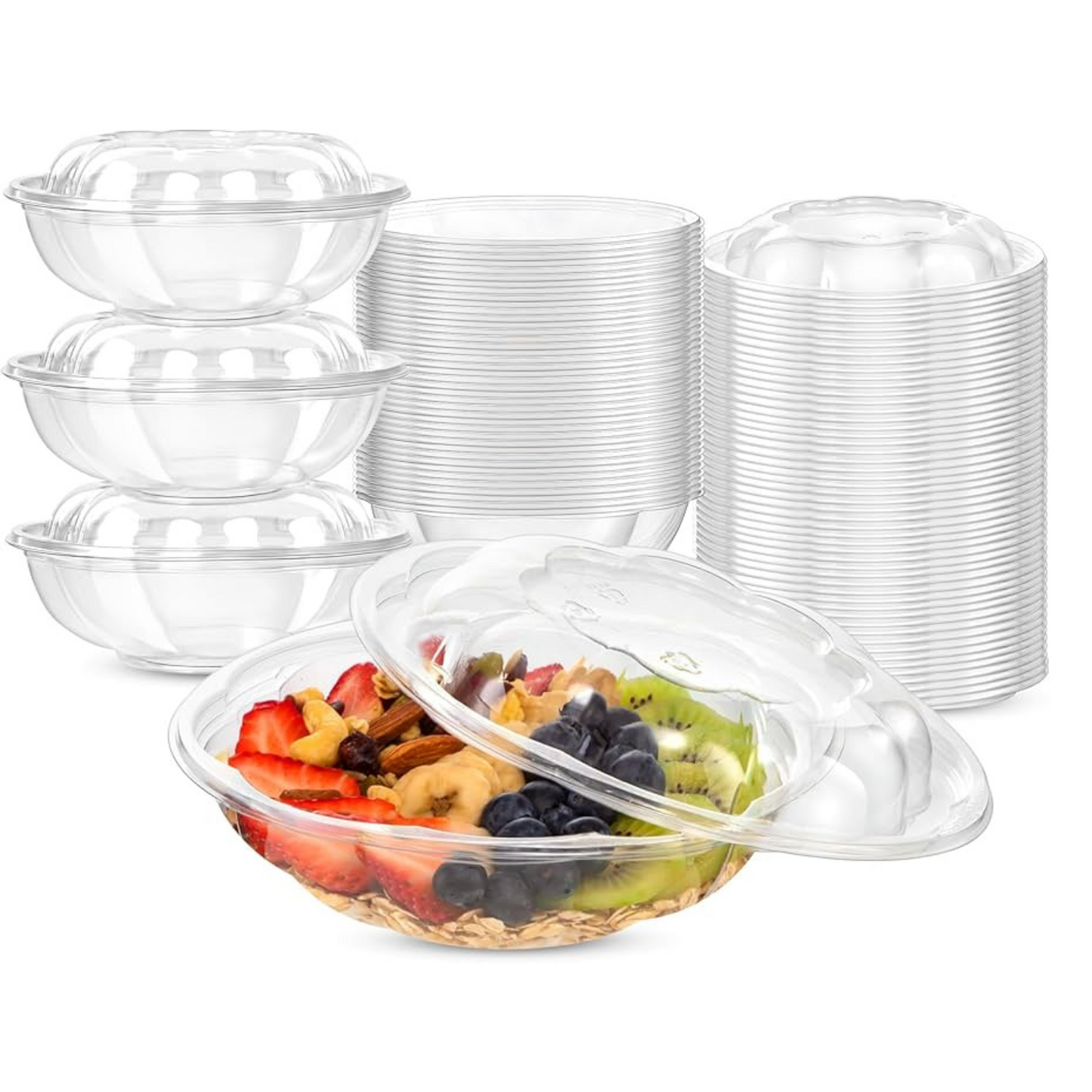 24oz Disposable Rose / Salad Bowls To-Go Containers with Airtight Lids Rose Bowls VeZee