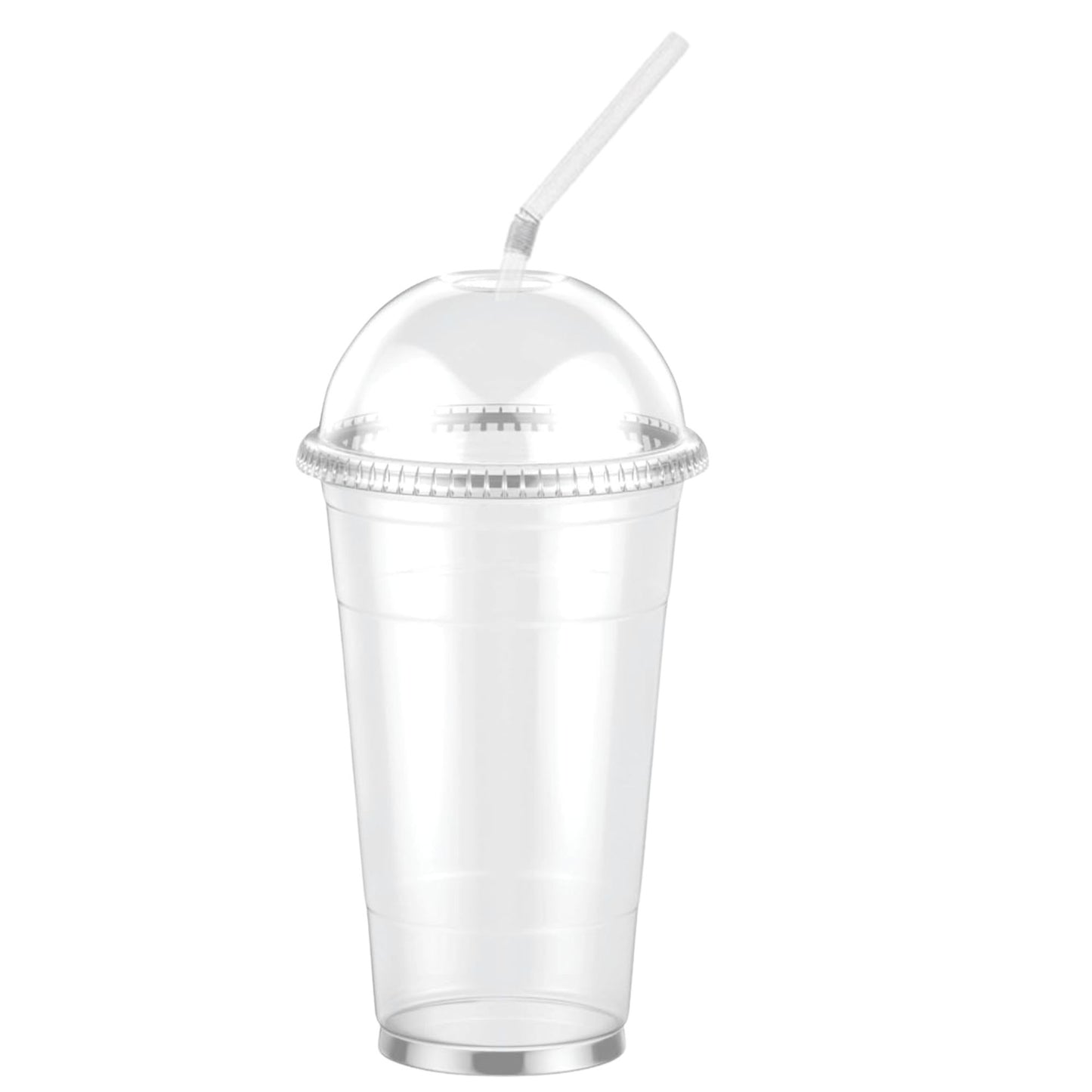24oz Clear PET Plastic Cups with Dome Lid & Straw Smoothie Cups VeZee
