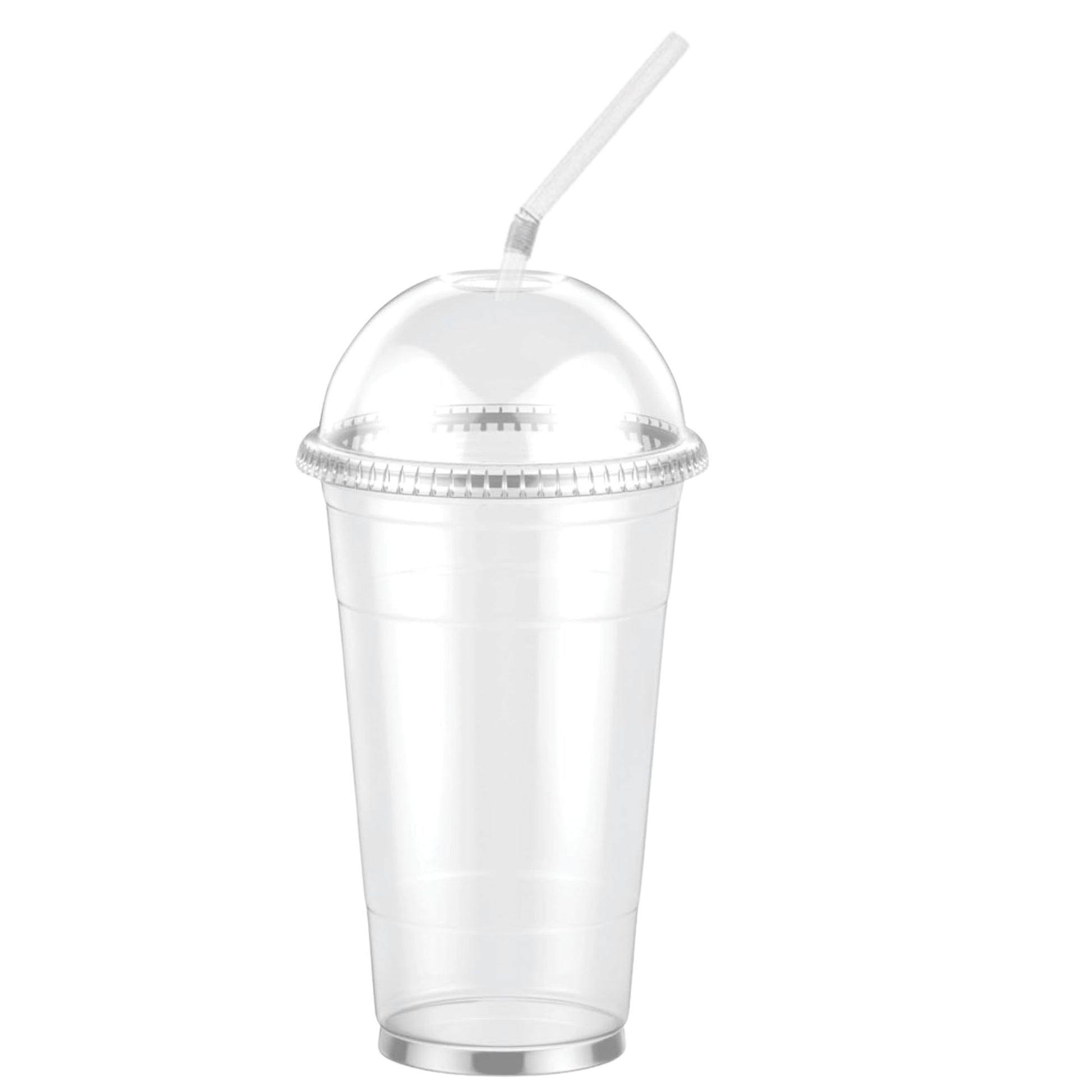 24oz Clear PET Plastic Cups with Dome Lid & Straw Smoothie Cups VeZee
