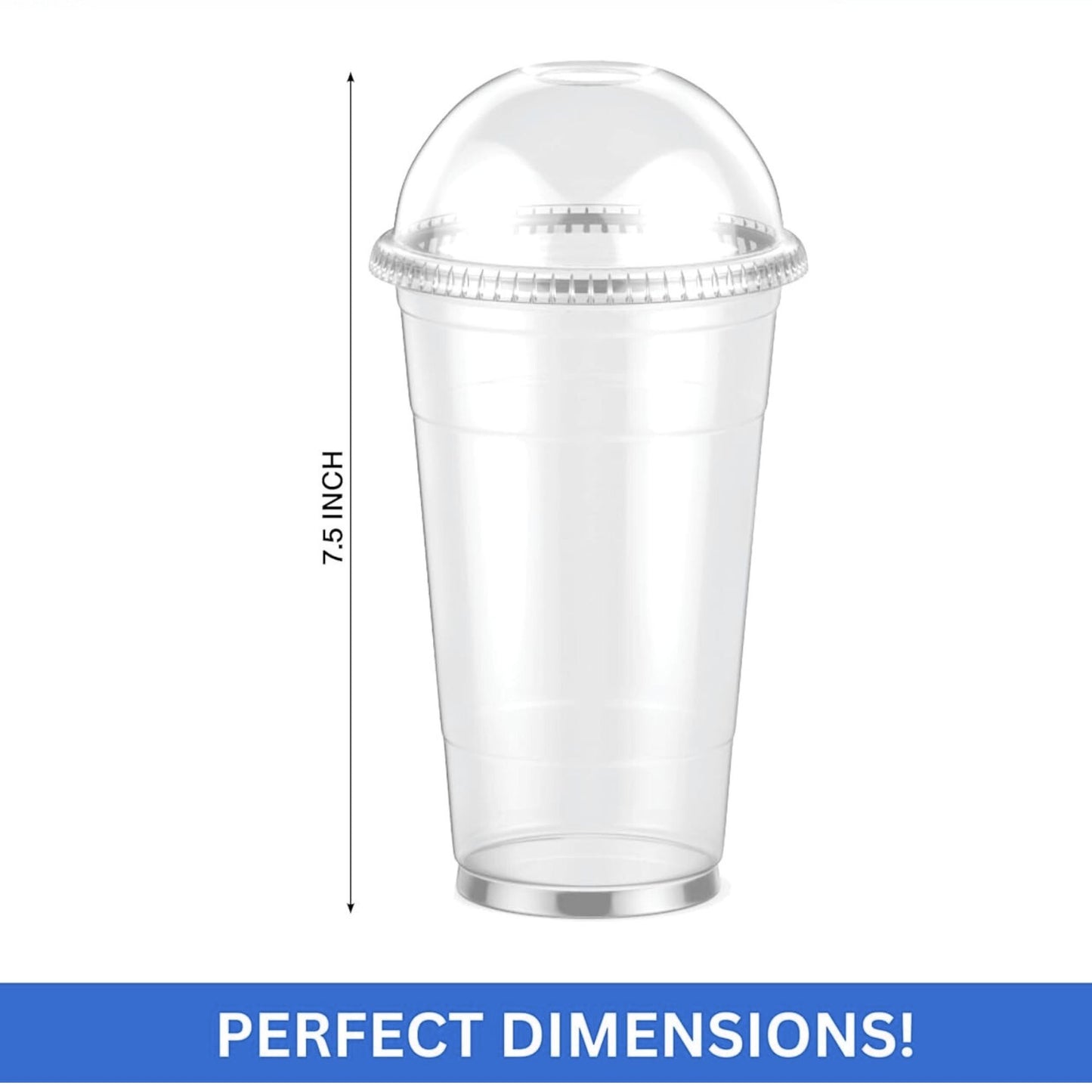24oz Clear PET Plastic Cups with Dome Lid & Straw Smoothie Cups VeZee