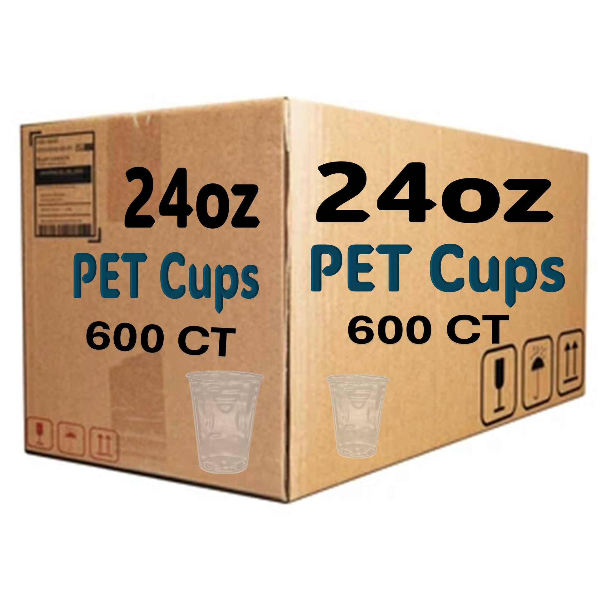 *WHOLESALE* 24oz Plastic Clear PET Cups 600/Case Smoothie Cups VeZee