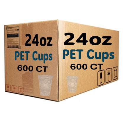 *WHOLESALE* 24oz Plastic Clear PET Cups 600/Case Smoothie Cups VeZee