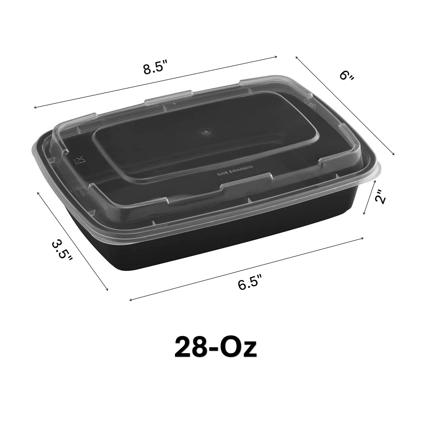 *BULK* 28oz. Black Rectangular Meal Prep / Bento Box Containers with Lids Food Storage & Serving VeZee