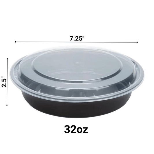 *WHOLESALE* 32oz Black Meal Prep/ Disposable Container with Clear Lid 150/Case Food Storage & Serving VeZee
