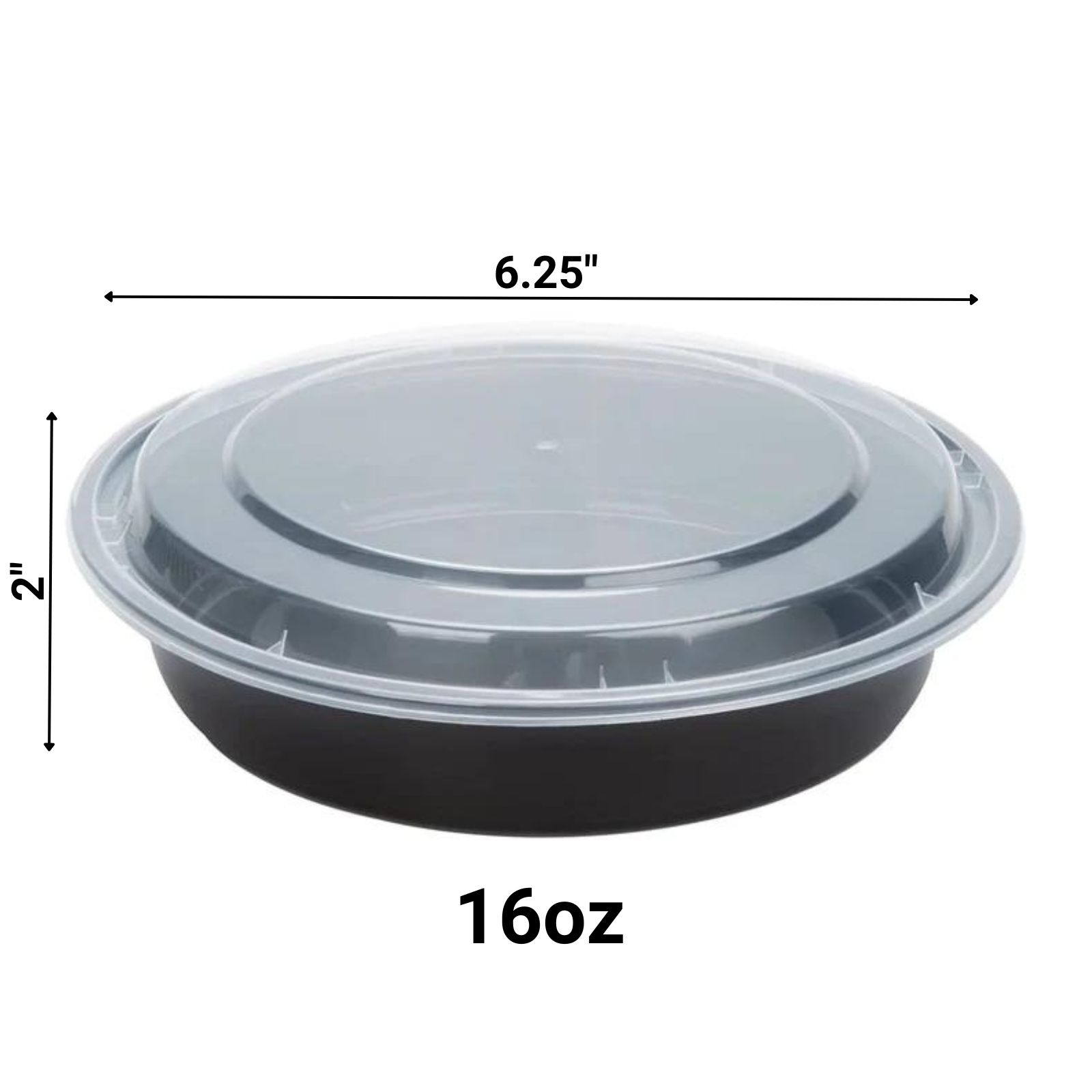 *BULK*  16oz Black Meal Prep/ Bento Box Disposable Container with Clear Lid Food Storage & Serving VeZee   