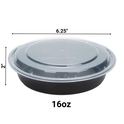 16oz. Disposable Round Meal Prep/ Bento Box Containers with Clear Lids Food Storage & Serving VeZee   