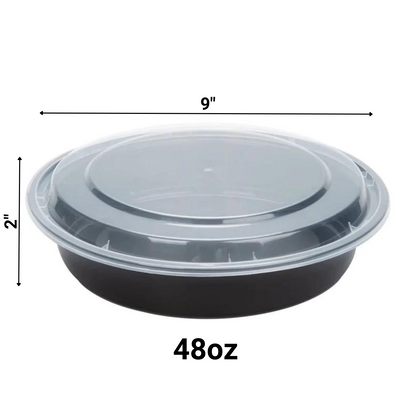 *BULK*  48oz Black Meal Prep/ Bento Box Disposable Container with Clear Lid Food Storage & Serving VeZee   