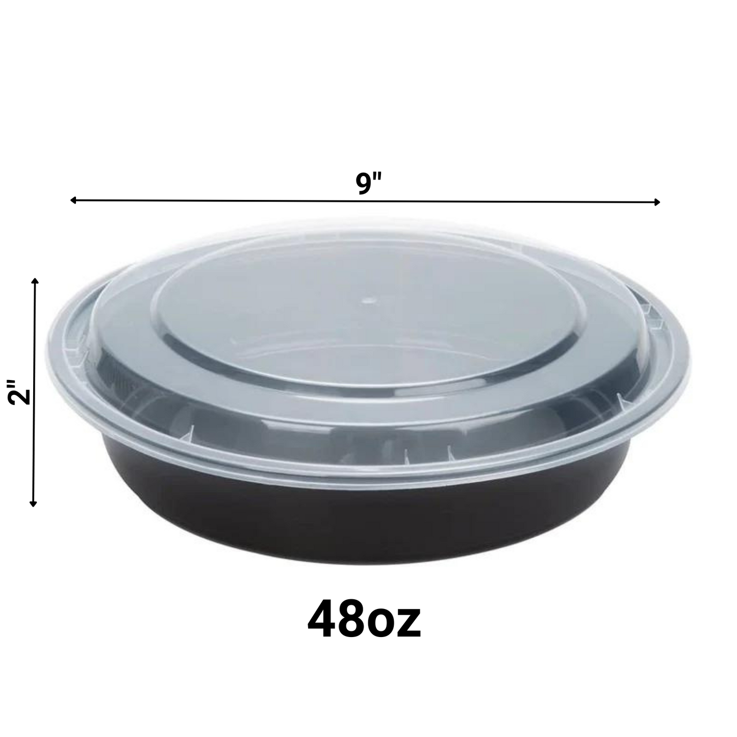 *WHOLESALE*  48oz Black Meal Prep/ Bento Box Container with Clear Lid | 150ct/Case Food Storage & Serving VeZee   