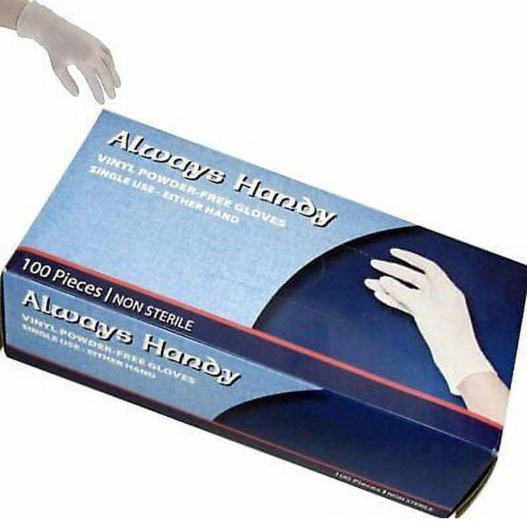 Always Handy Vinyl Disposable Gloves for General Purpose & Foodservice - 100Pcs - Small Gloves Always Handy