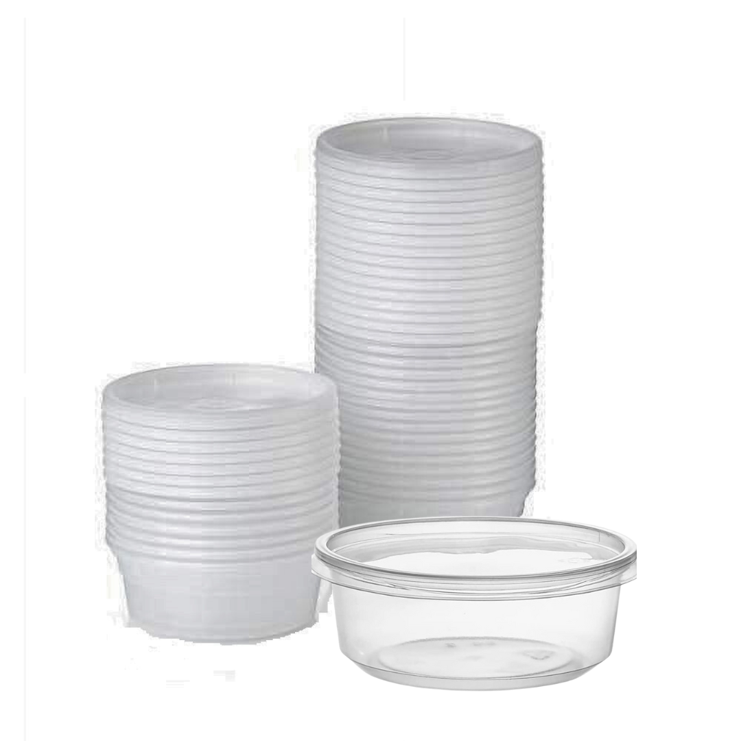 "BULK" Lightweight Clear Plastic Round Deli Container with Lids 8oz Food Storage & Serving VeZee   