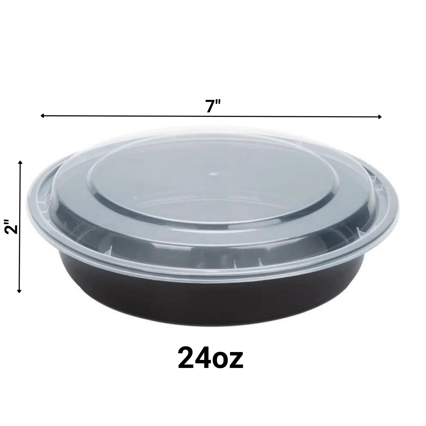 *WHOLESALE*  24oz Black Meal Prep/ Bento Box Container with Clear Lid | 150ct/Case Food Storage & Serving VeZee   