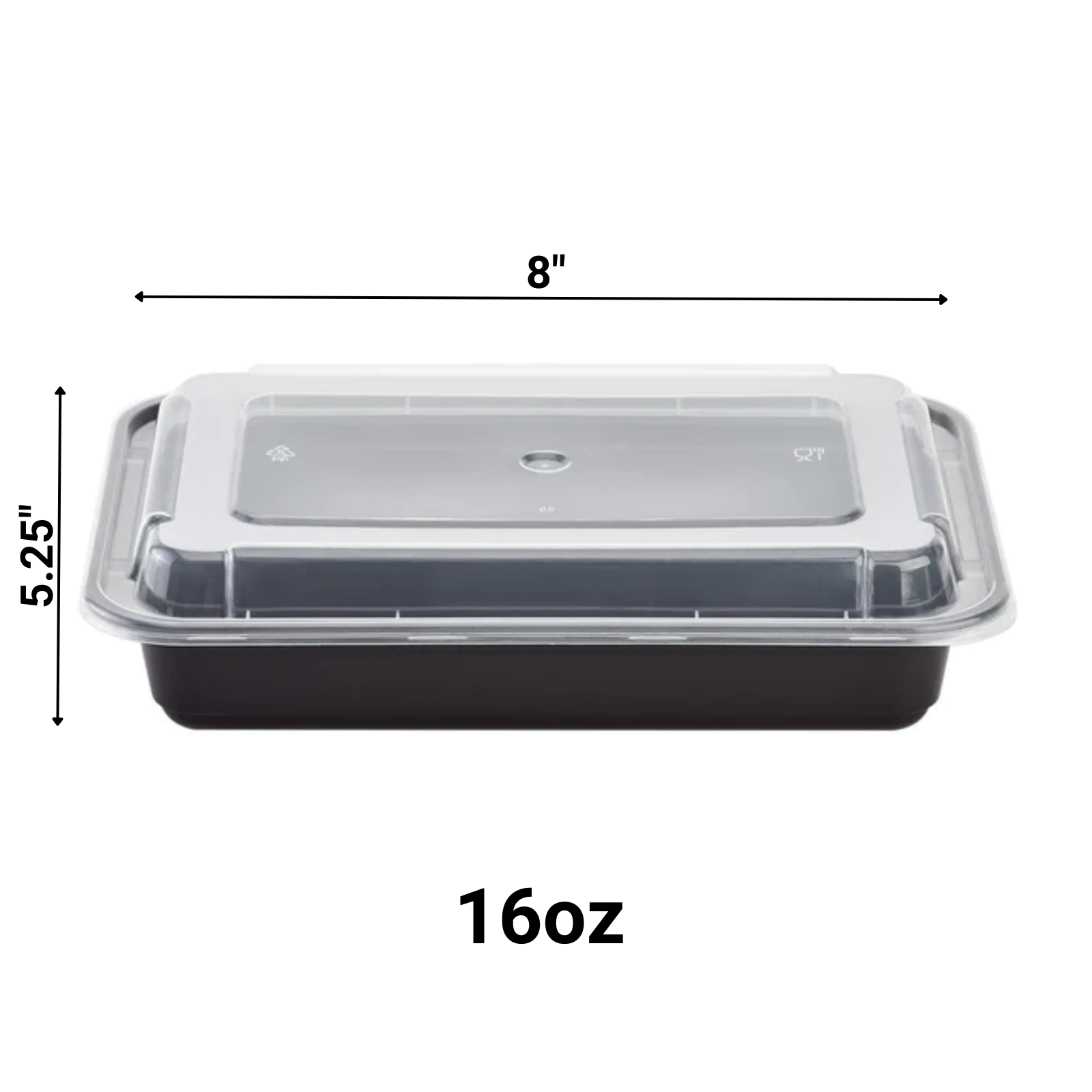 *BULK* 16oz. Black Rectangular Meal Prep / Bento Box Containers with Lids Food Storage & Serving VeZee   