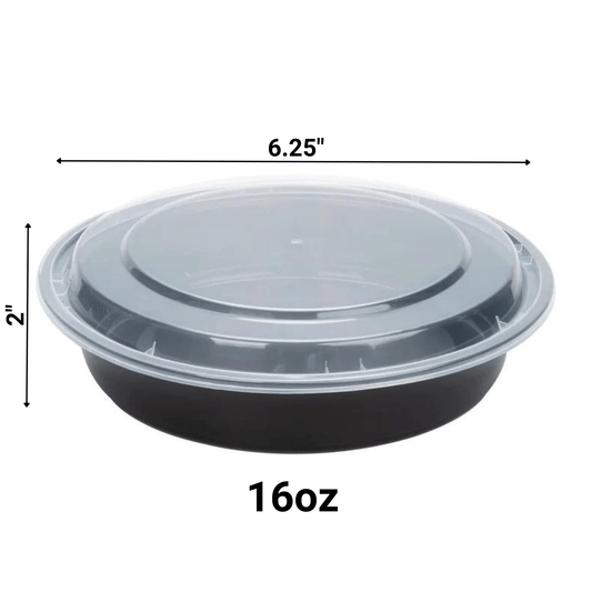 *WHOLESALE* 16oz Plastic Black Meal Prep/ Bento Box Container with Clear Lid 150/Case Food Storage & Serving VeZee