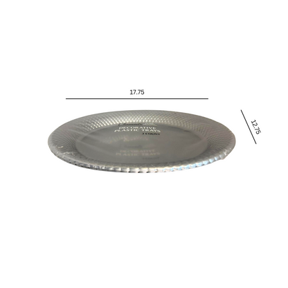 Silver Oval Serving Plastic Tray, 17.75 X 12.75 Tray King Zak   