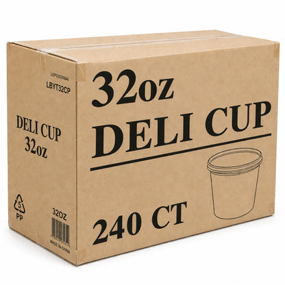 *WHOLESALE* 32oz Heavy Duty Plastic Disposable | Deli Containers with Lids Food Storage & Serving VeZee