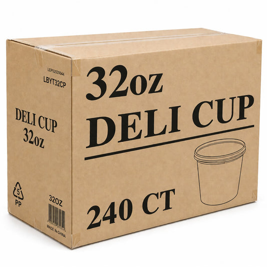 *WHOLESALE* 32oz Heavy Duty Plastic Disposable | Deli Containers with Lids Food Storage & Serving VeZee