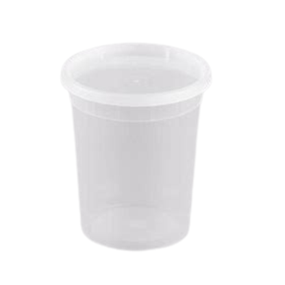 32oz Lightweight Clear Plastic Round Deli Container with Lids Food Storage & Serving VeZee   