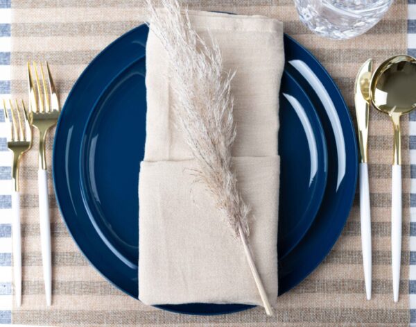 The Edge Collection 10" Dark Blue Round High-End Plastic Plates Disposable Plates SIMCHA Collection