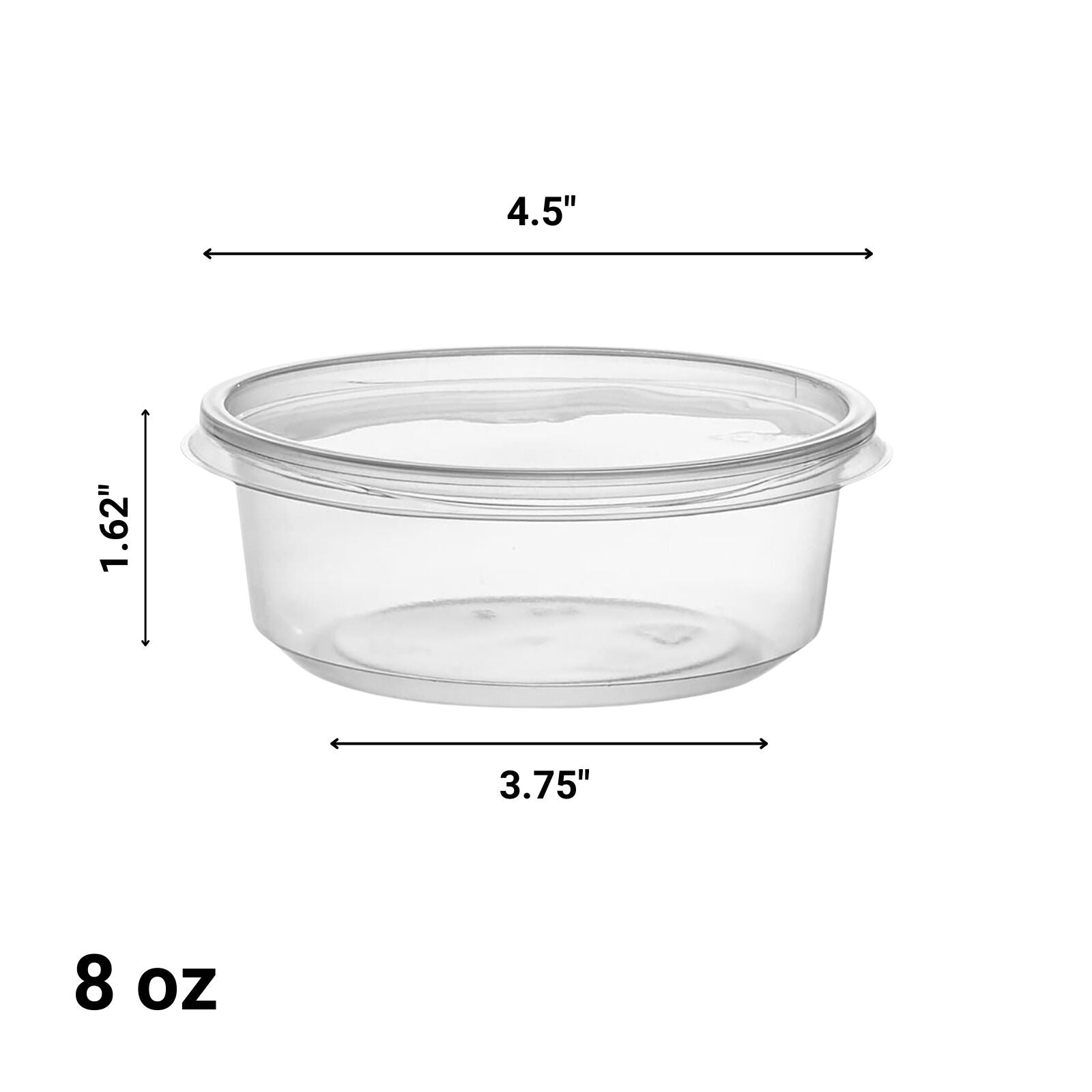 "BULK" Lightweight Clear Plastic Round Deli Container with Lids 8oz Food Storage & Serving VeZee   