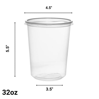 "BULK" Lightweight Clear Plastic Round Deli Container with Lids 32oz Food Storage & Serving VeZee   