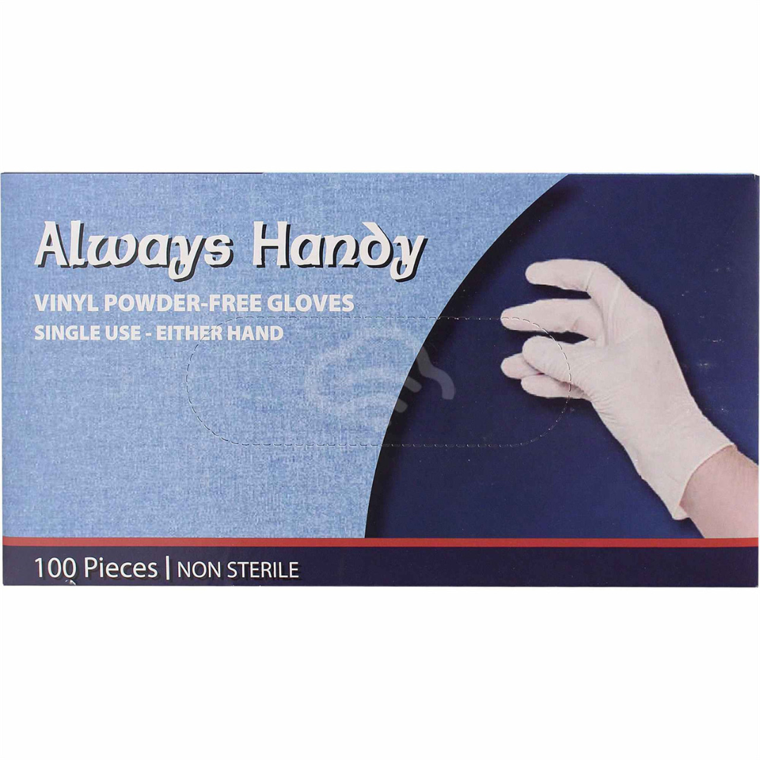 Always Handy Vinyl Disposable Gloves for General Purpose & Foodservice - 100Pcs - Small Gloves Always Handy