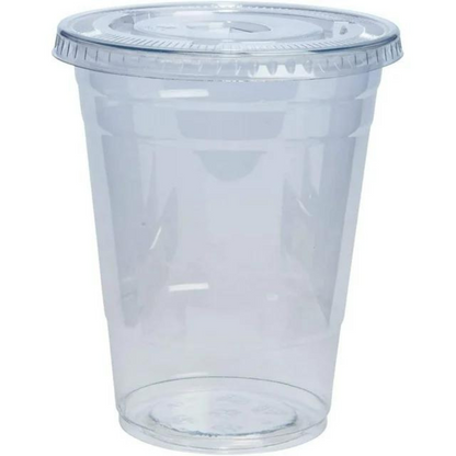 12oz Plastic Clear PET Cups With Flat Lid & Straw, for All Kinds of Beverages Smoothie Cups VeZee Cups With Flat Lids 10 Pack 