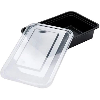 16oz. Disposable Black Rectangular Meal Prep/ Bento Box Containers with Lids Food Storage & Serving VeZee   