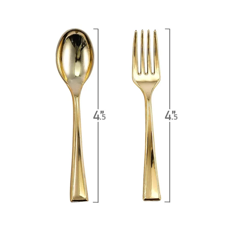 Gold Mini Plastic Spoons 4.5" Serverware Decorline   